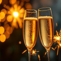 Illustration festive et verres de champagne Illustration festive et verres de champagne